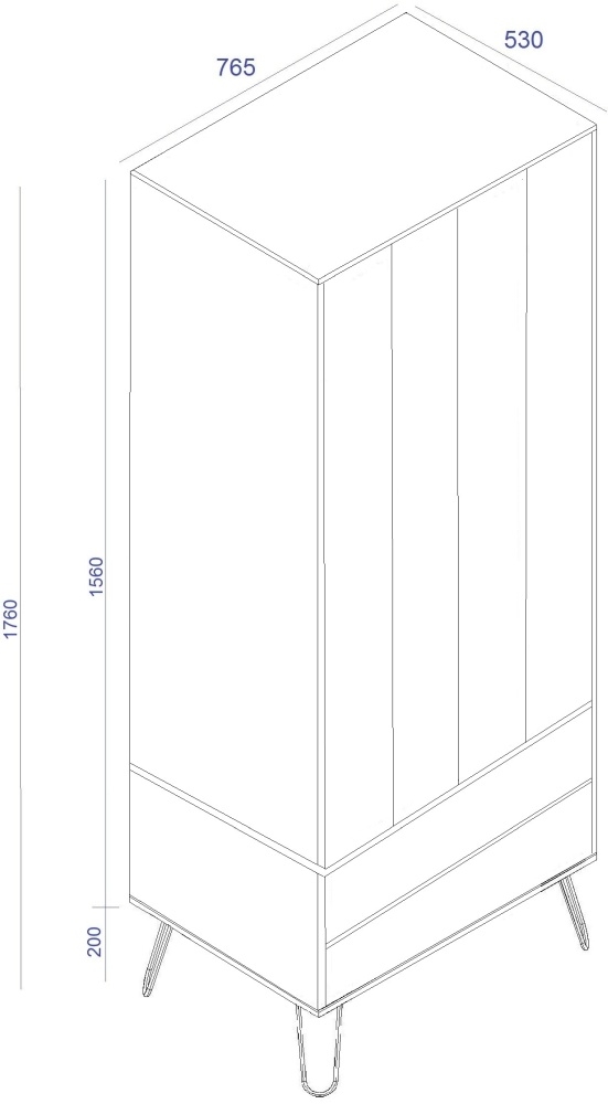 Augusta Wardrobe - 2 Door - 2 Drawer - Driftwood - Hairpin Legs