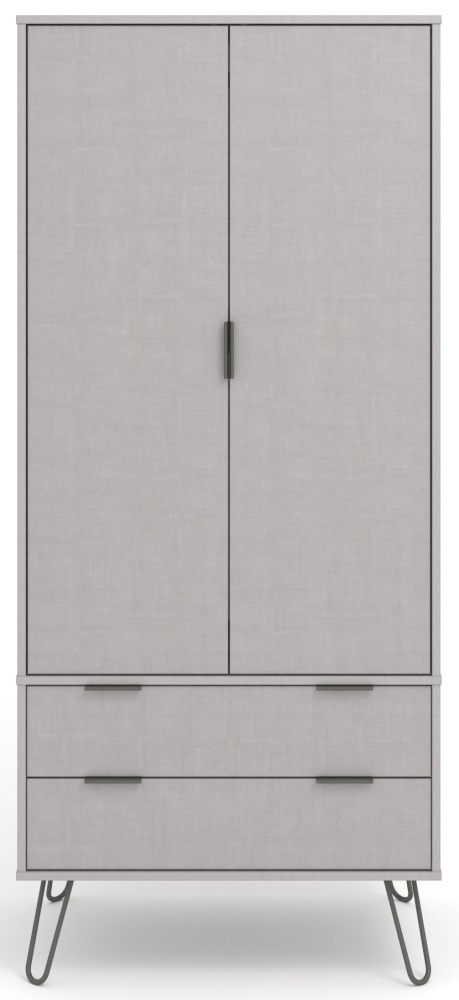 Augusta Wardrobe - 2 Door - 2 Drawer - Grey - Hairpin Legs