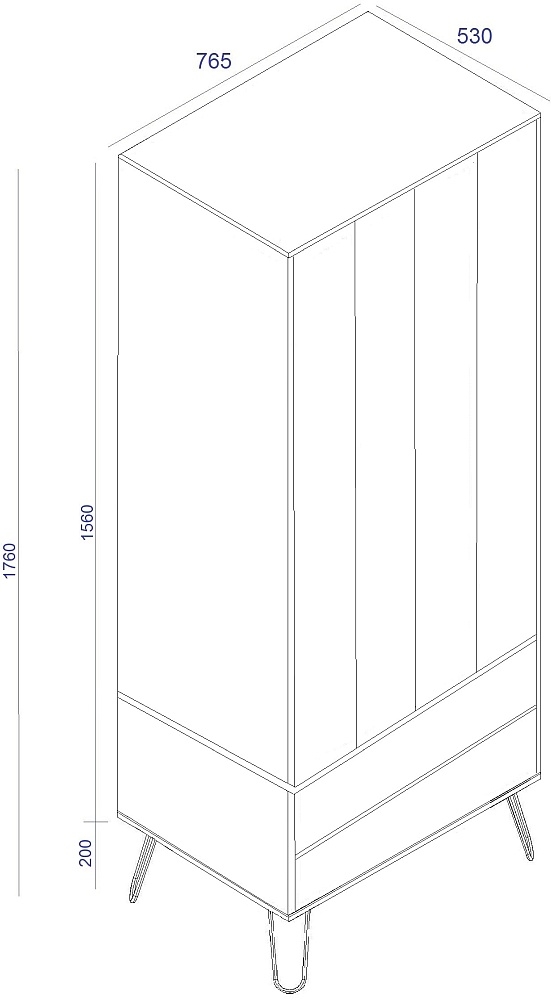 Augusta Wardrobe - 2 Door - 2 Drawer - Pine - Hairpin Legs