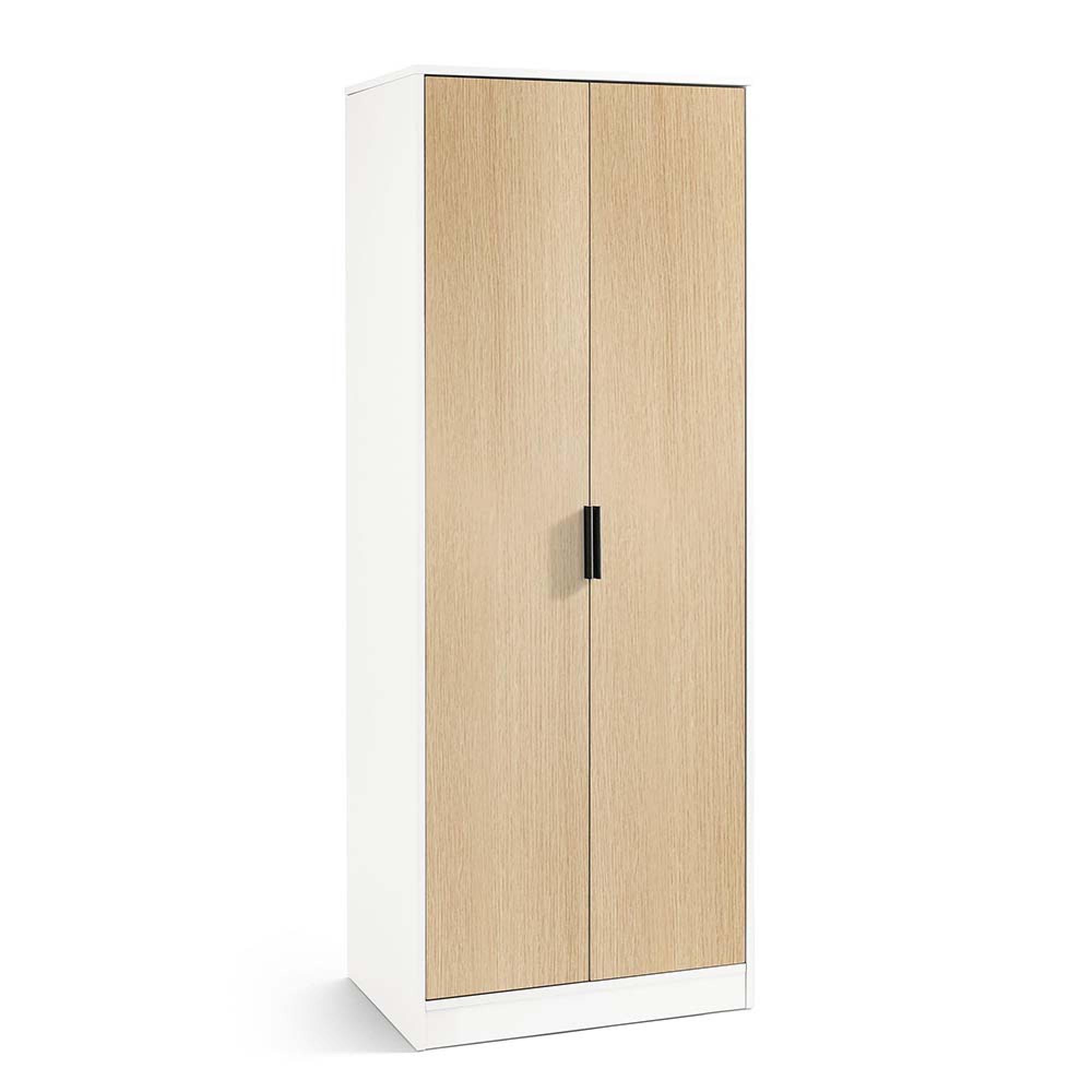 Alba White and Oak Wardrobe - 2 Door