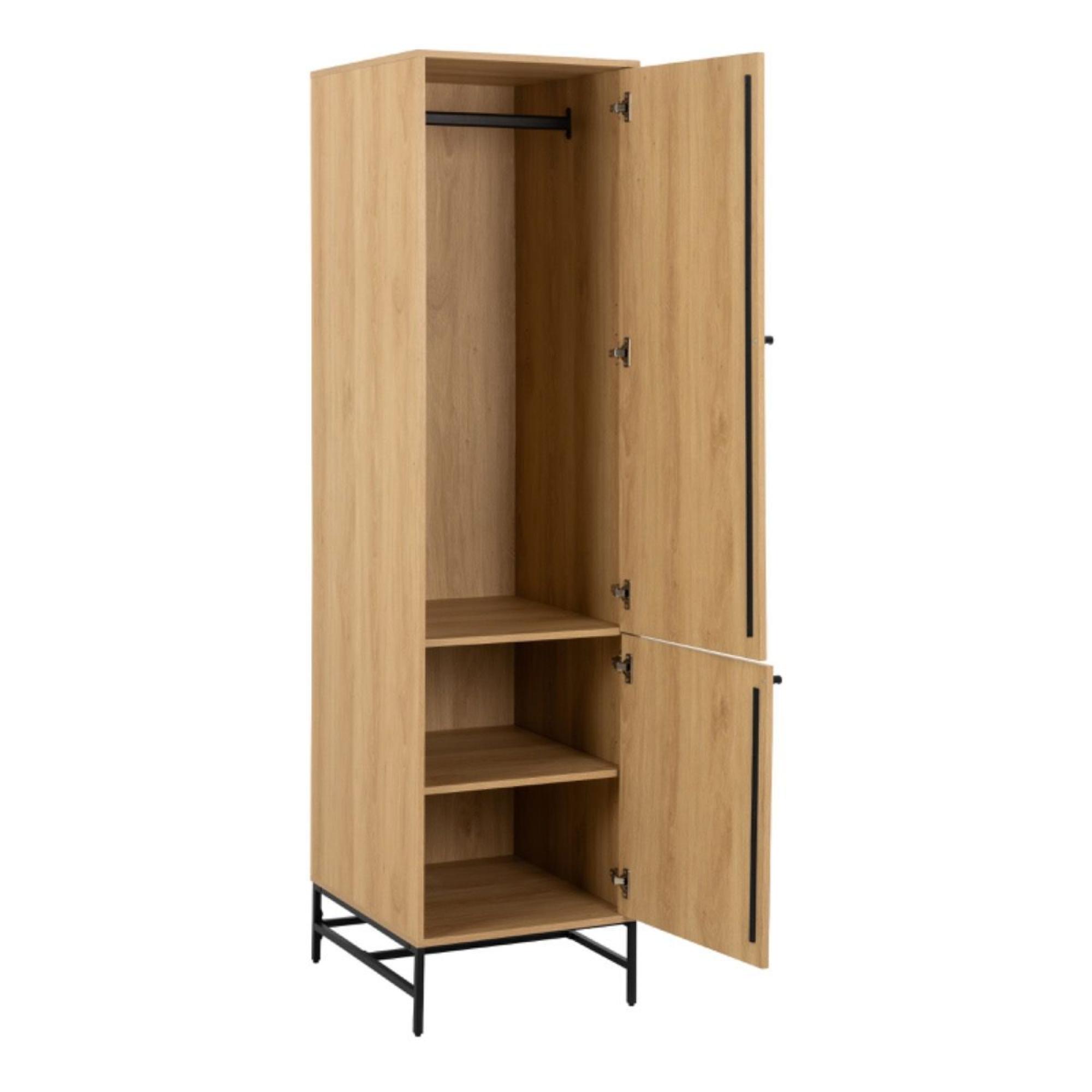 Albany Oak Ribbed 2 Door Narrow Wardrobe