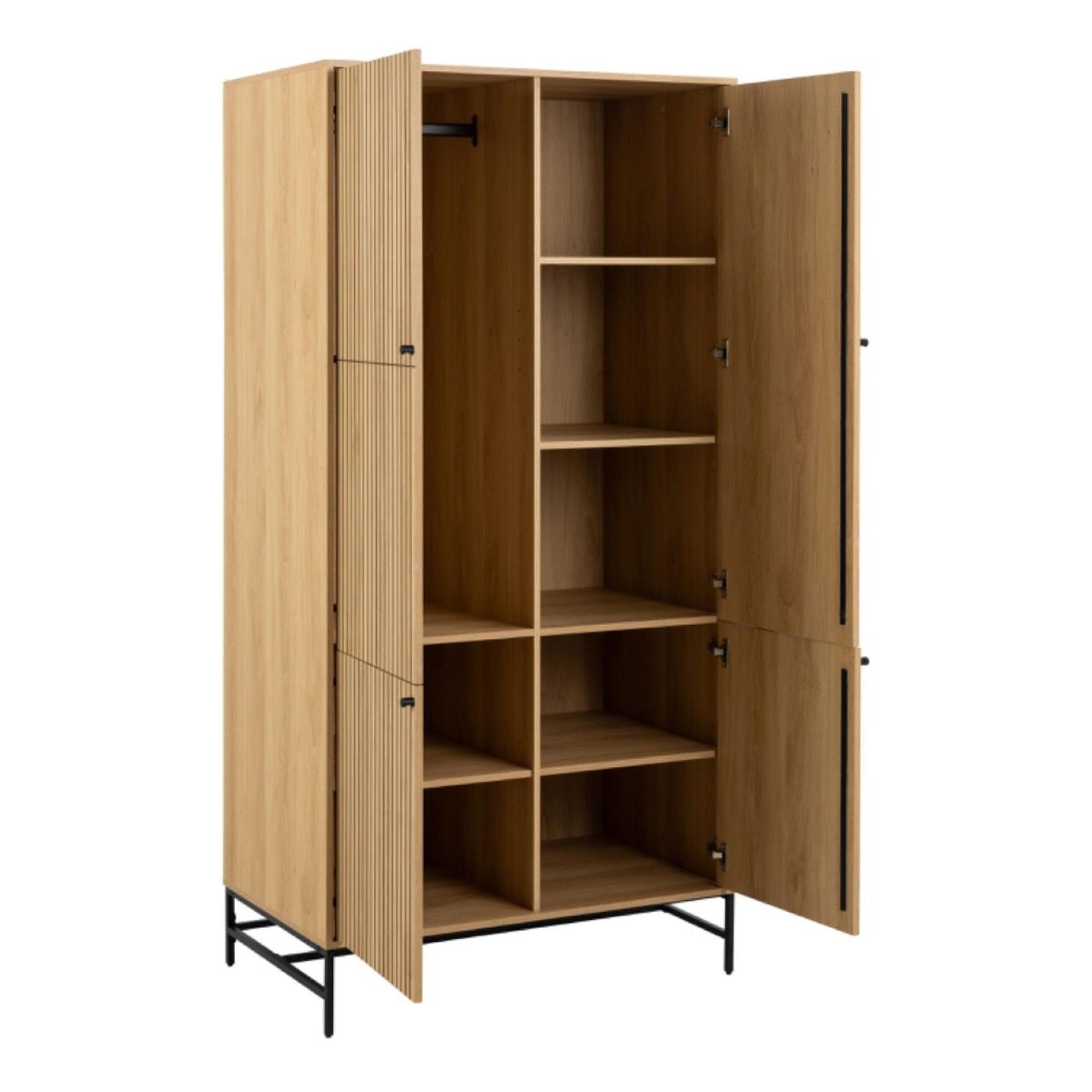 Albany Oak Ribbed 4 Door Wardrobe