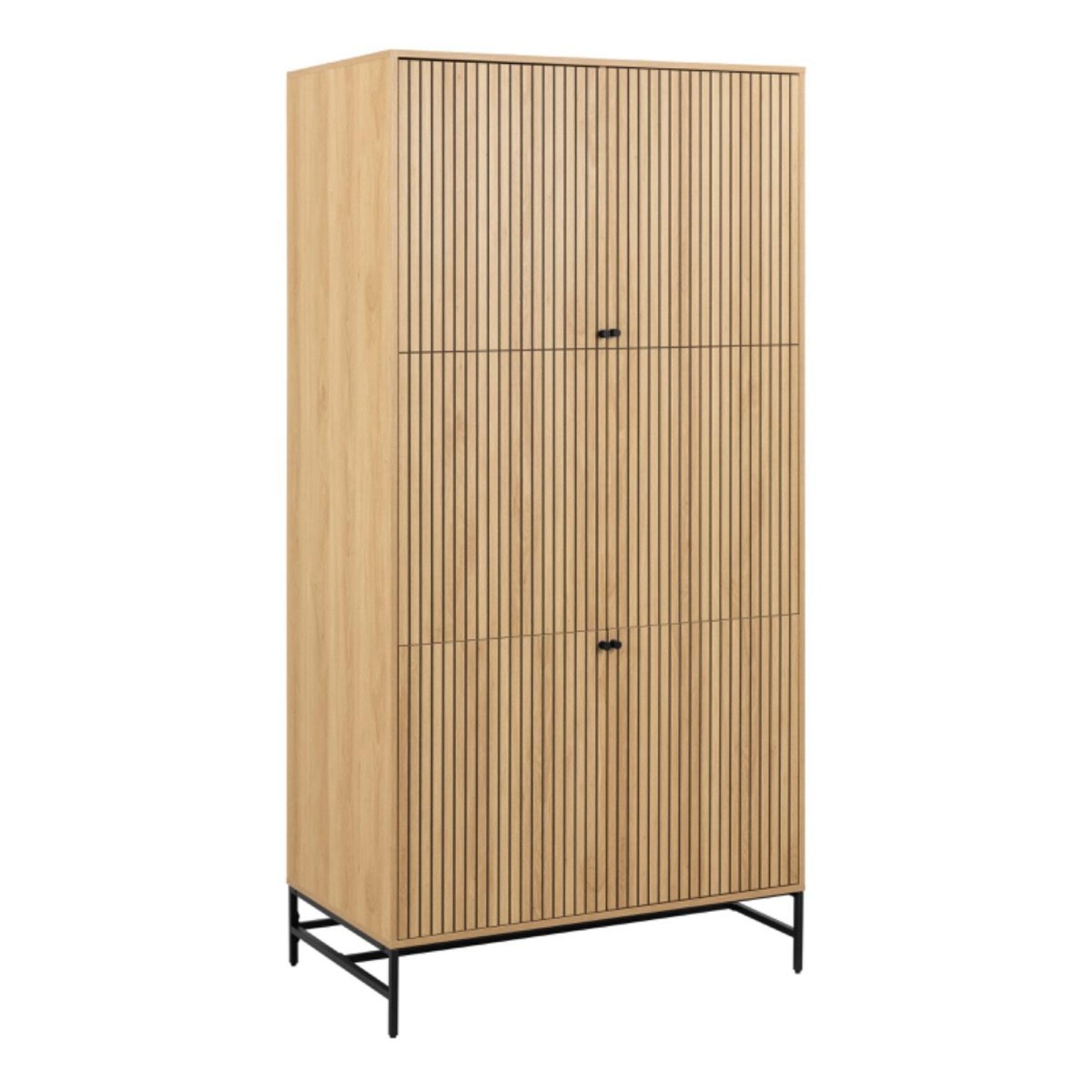 Albany Oak Ribbed 4 Door Wardrobe