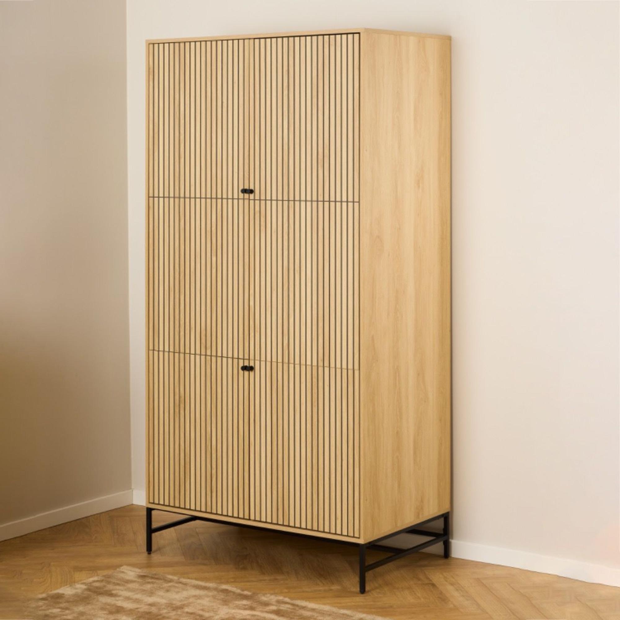 Albany Oak Ribbed 4 Door Wardrobe