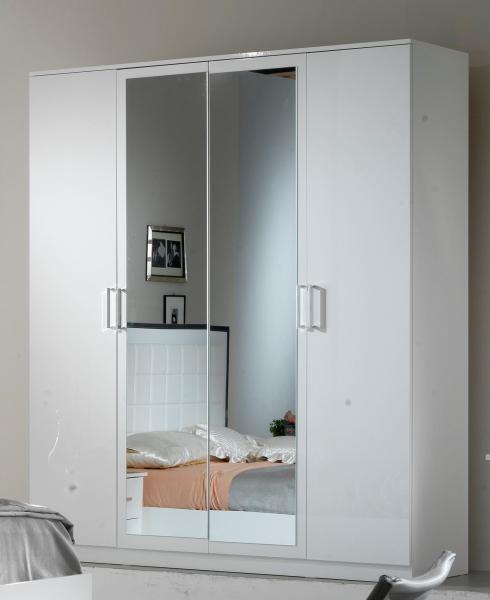 Ambra White Italian 4 Door Wardrobe with Mirrors