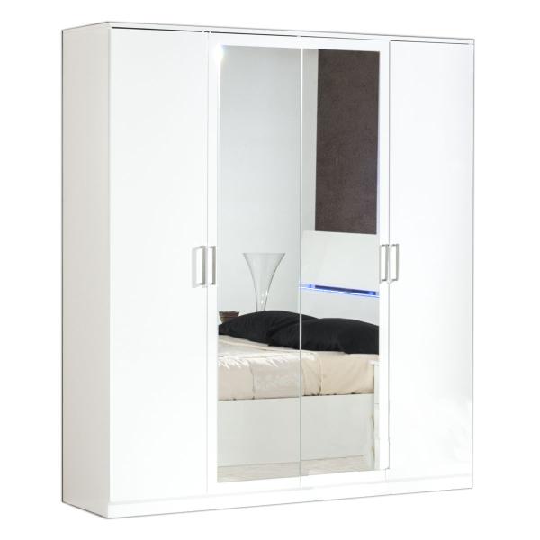 Ambra White Italian 4 Door Wardrobe with Mirrors