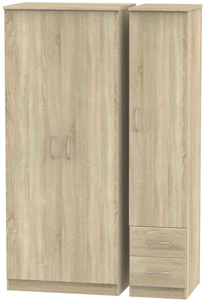 Avon Wardrobe - 3 Door - Triple - with RHF 2 Drawers - Oak