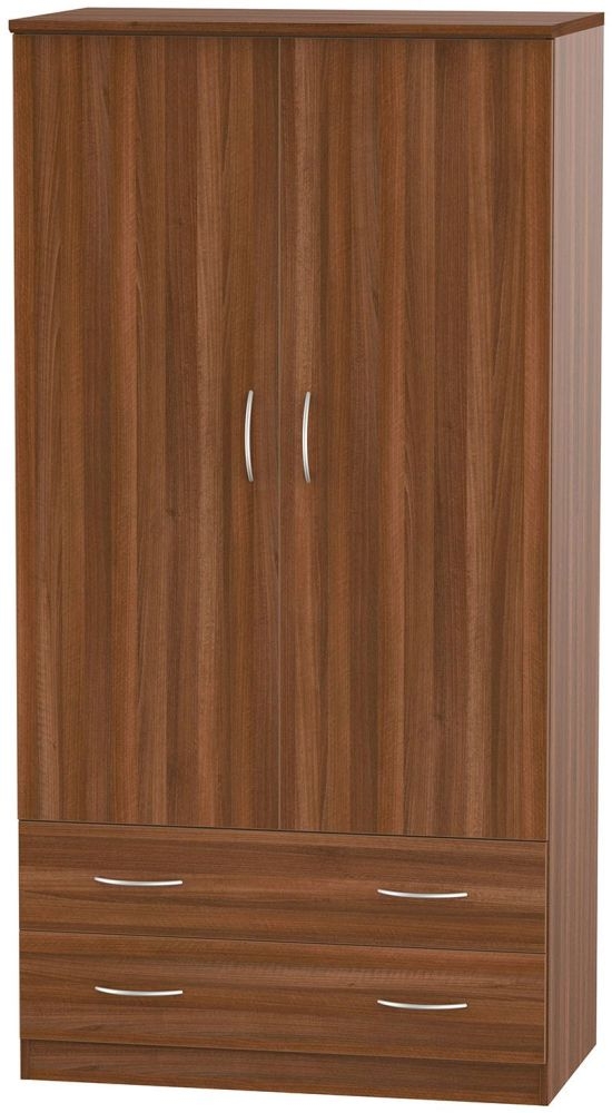 Avon Walnut Effect 2 Door 2 Drawer Double Wardrobe - H 182.5cm