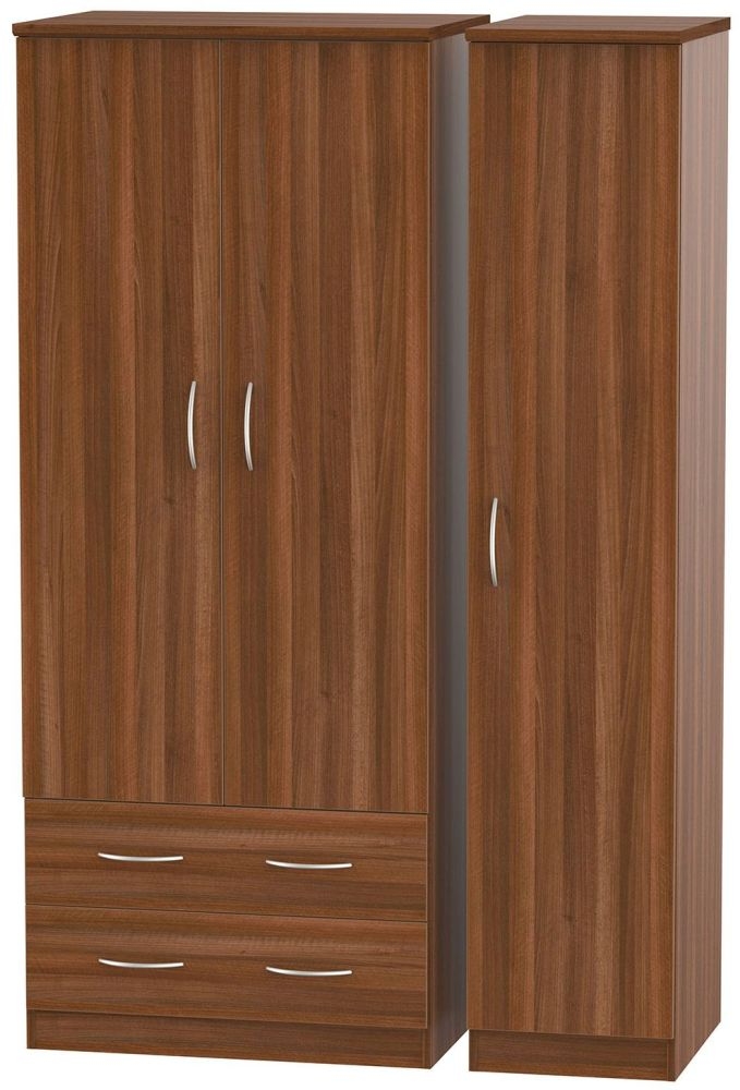 Avon Wardrobe - 3 Door - Triple - with LHF 2 Drawers - Walnut