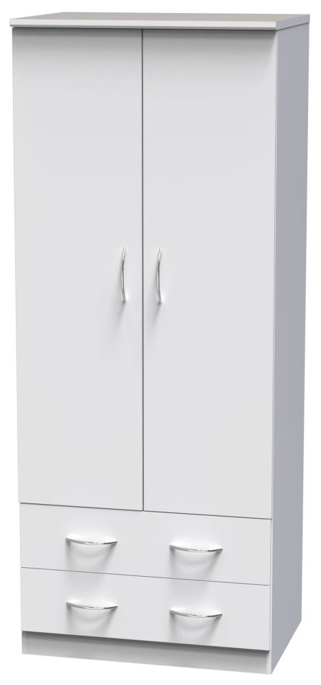 Avon Wardrobe - 2 Door - 2 Drawers - Double - White