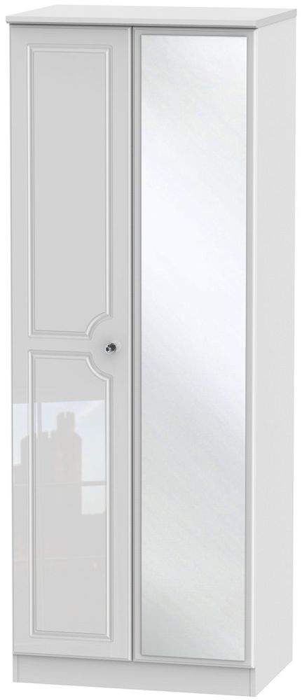 Balmoral Wardrobe - 2 Door - Tall - 1 Mirror - White Gloss