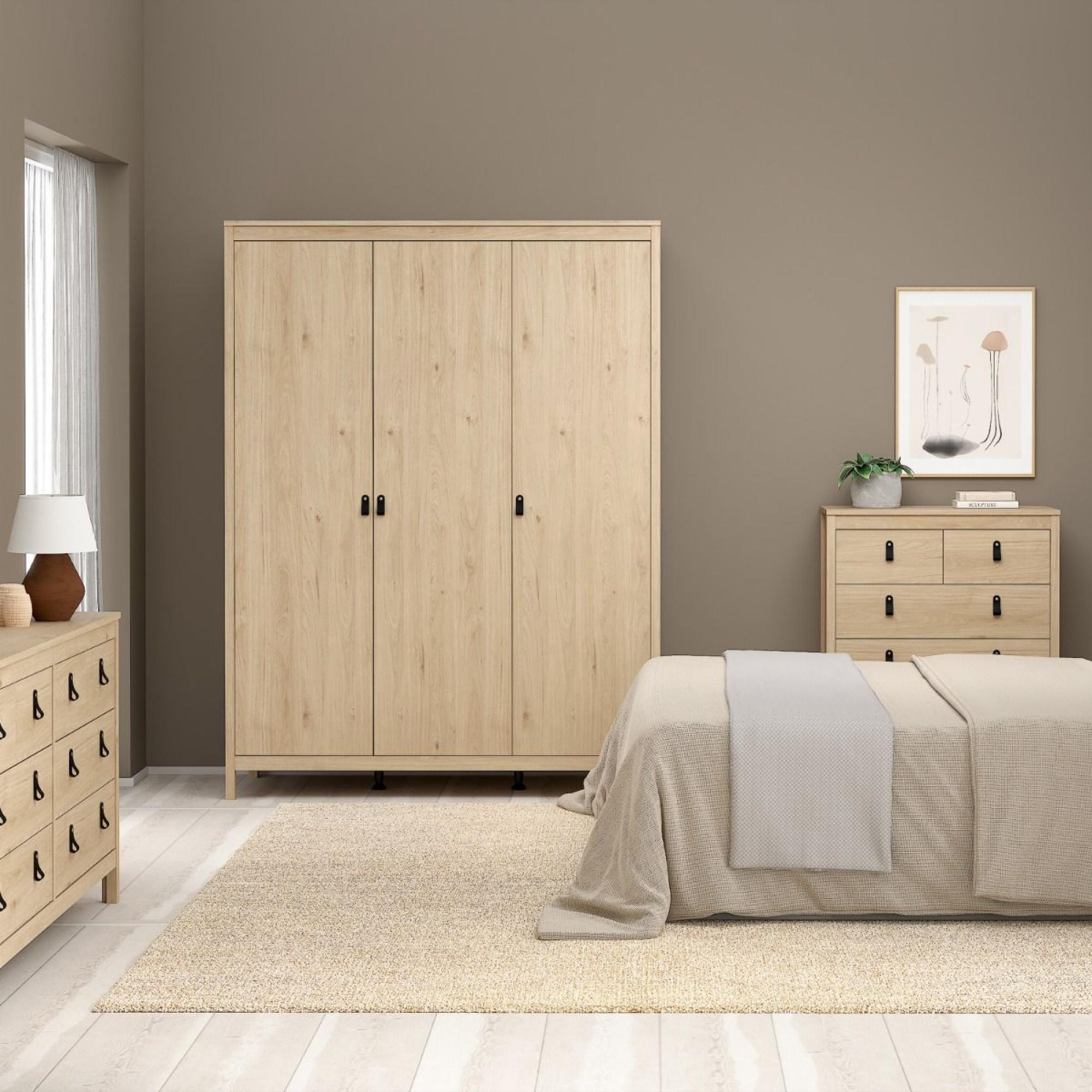 Barcelona Jackson Hickory Oak 3 Door Wardrobe