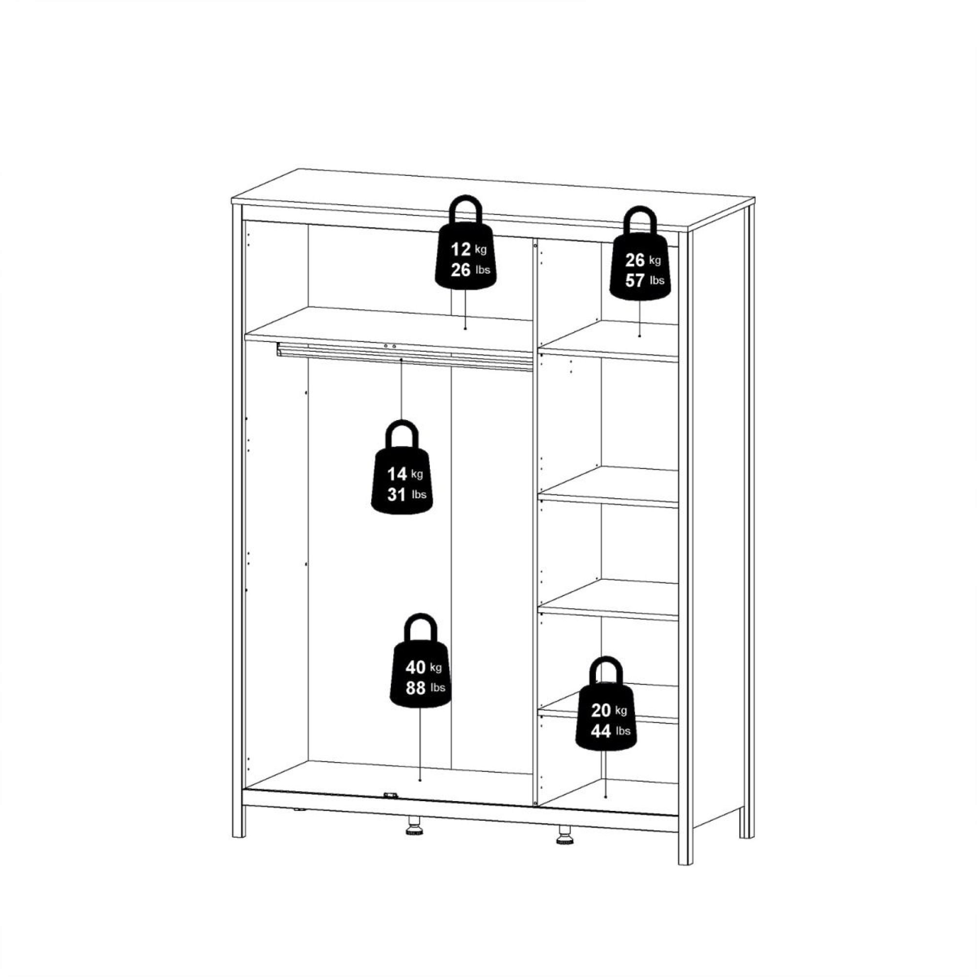 Barcelona Jackson Hickory Oak 3 Door Wardrobe