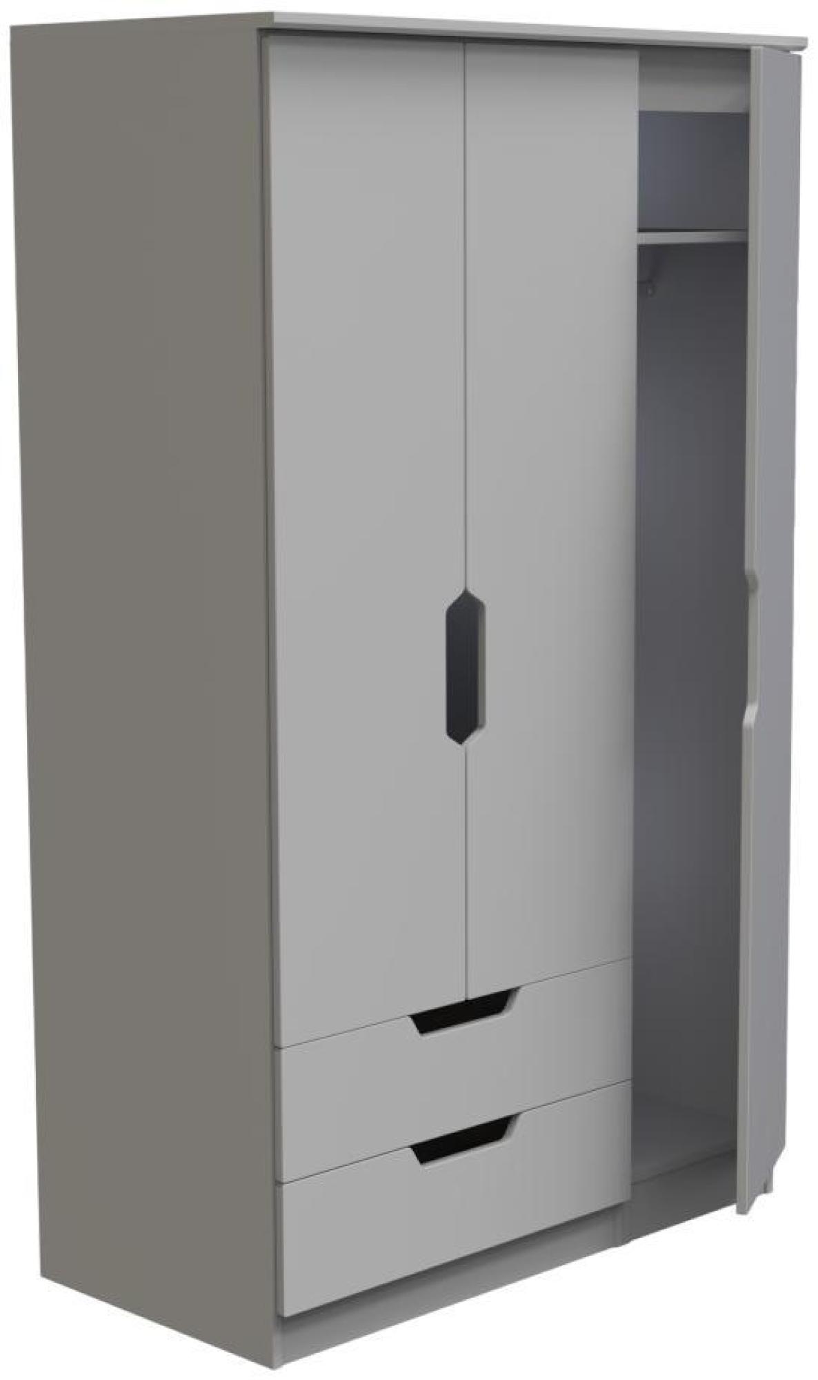 Bella Wardrobe - 3 Door - Triple - with LHF 2 Drawers - Grey