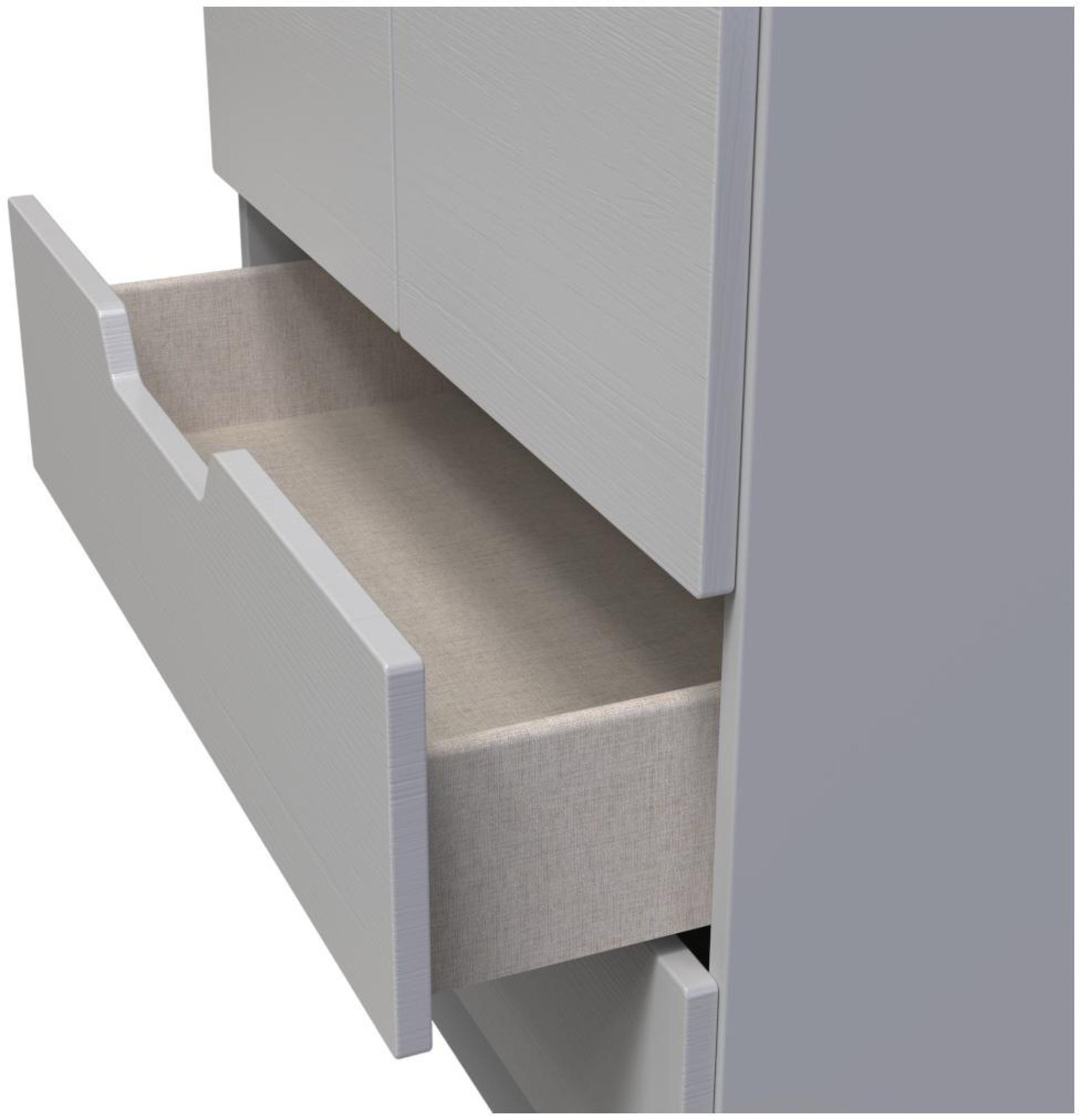Bella Wardrobe - 2 Door - 2 Drawers - Double - Grey Ash