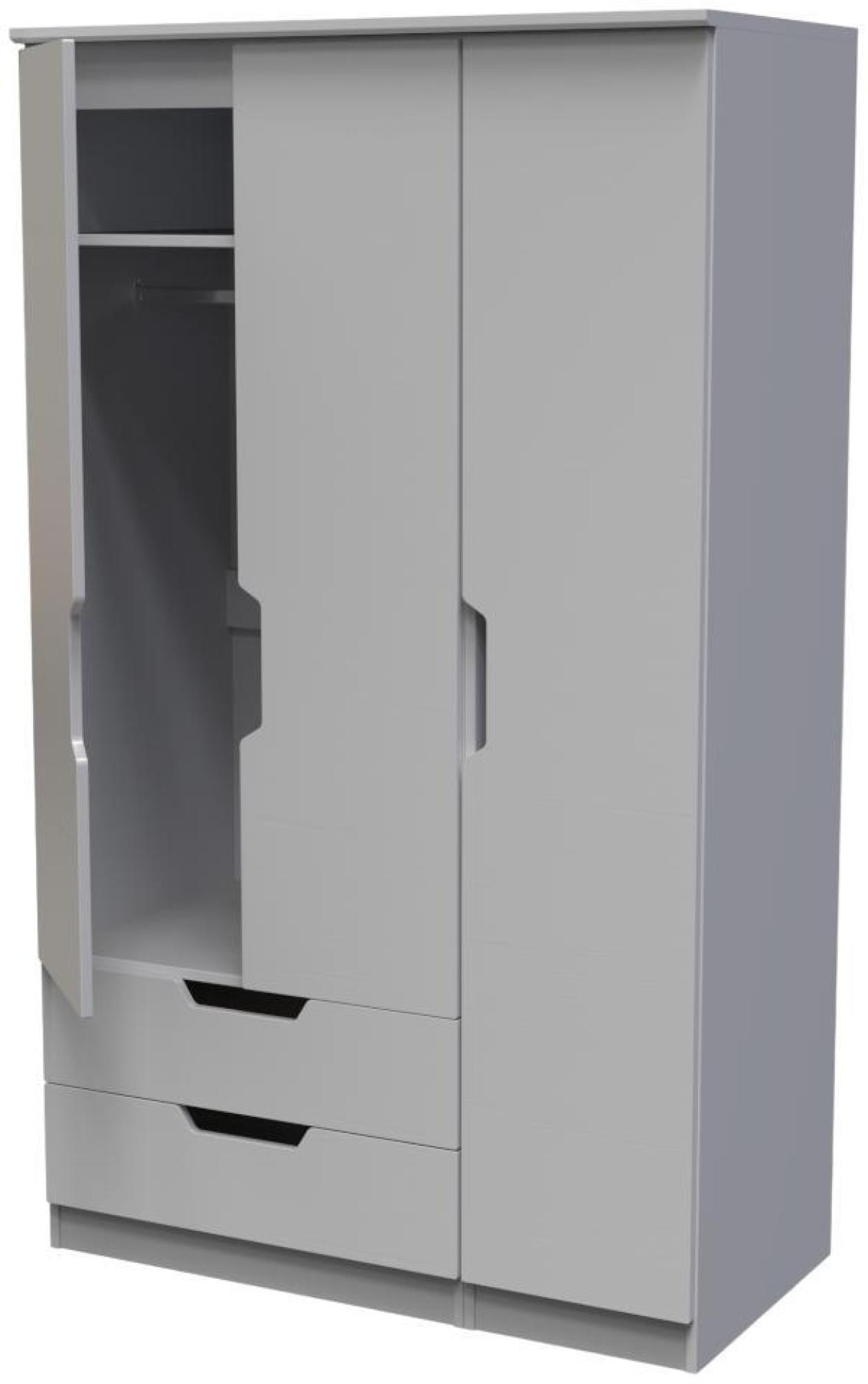 Bella Wardrobe - 3 Door - Triple - with LHF 2 Drawers - Grey Ash