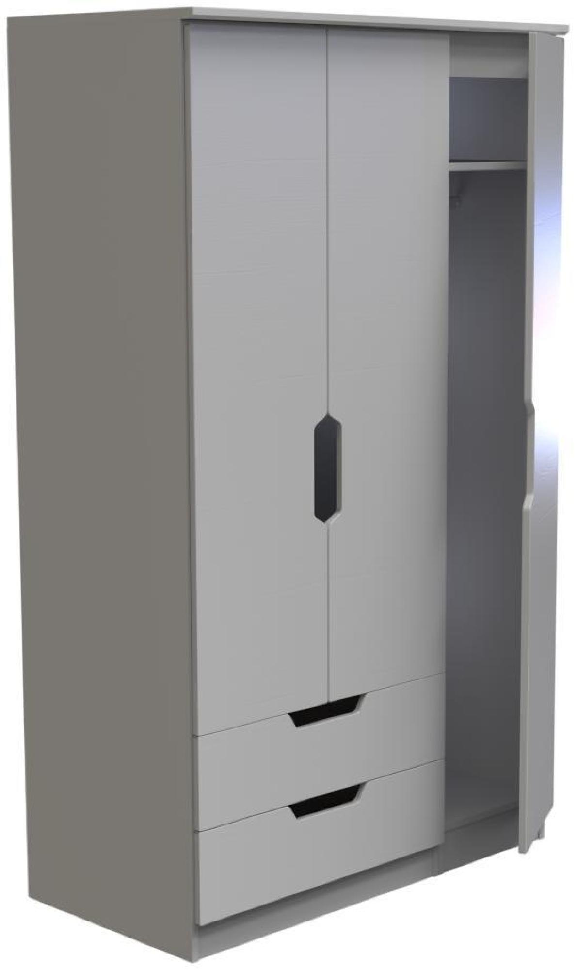 Bella Wardrobe - 3 Door - Triple - with LHF 2 Drawers - Grey Ash
