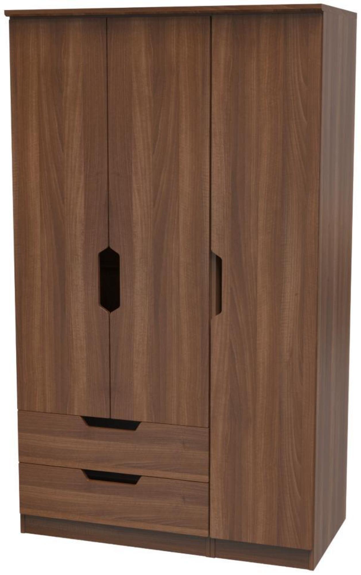 Bella Wardrobe - 3 Door - Triple - with LHF 2 Drawers - Walnut