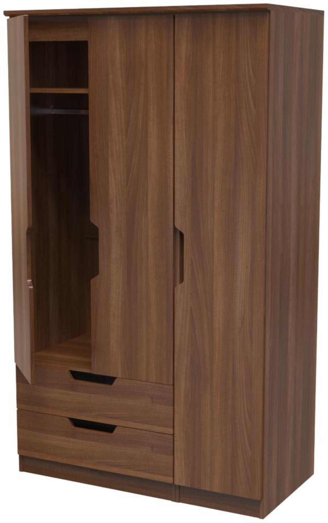 Bella Wardrobe - 3 Door - Triple - with LHF 2 Drawers - Walnut