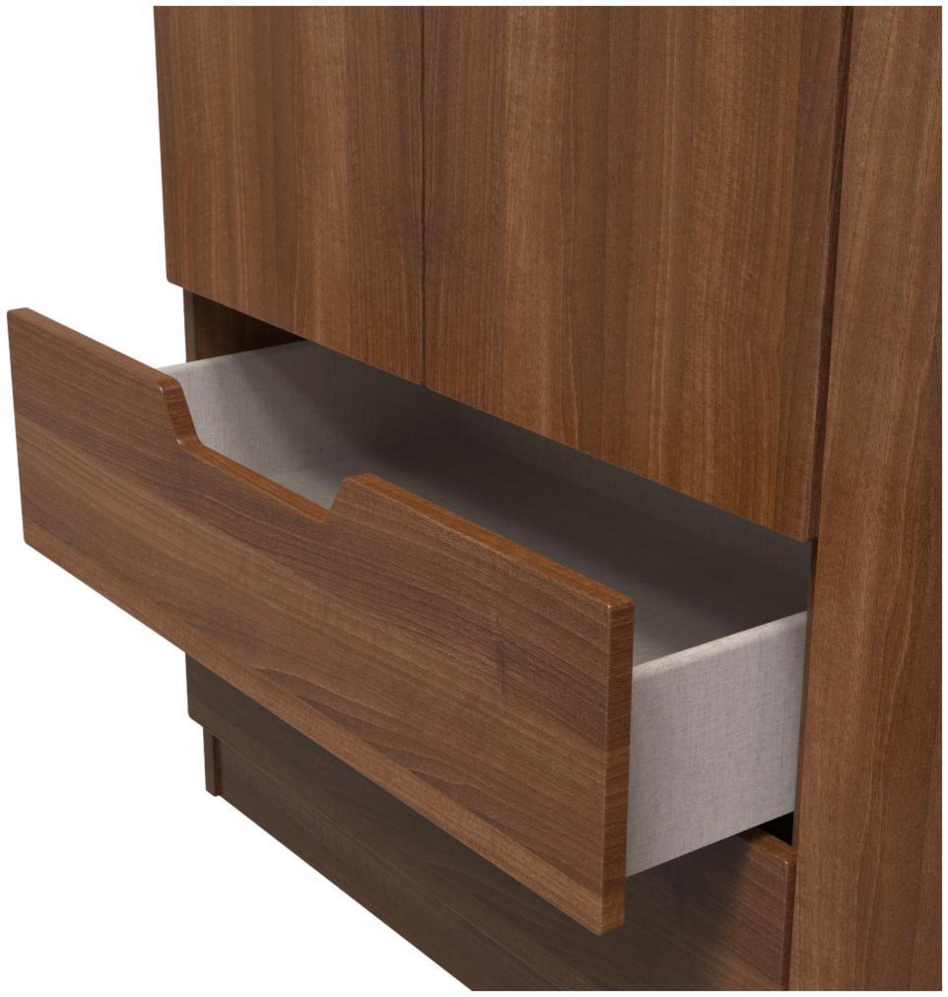 Bella Wardrobe - 3 Door - Triple - with LHF 2 Drawers - Walnut