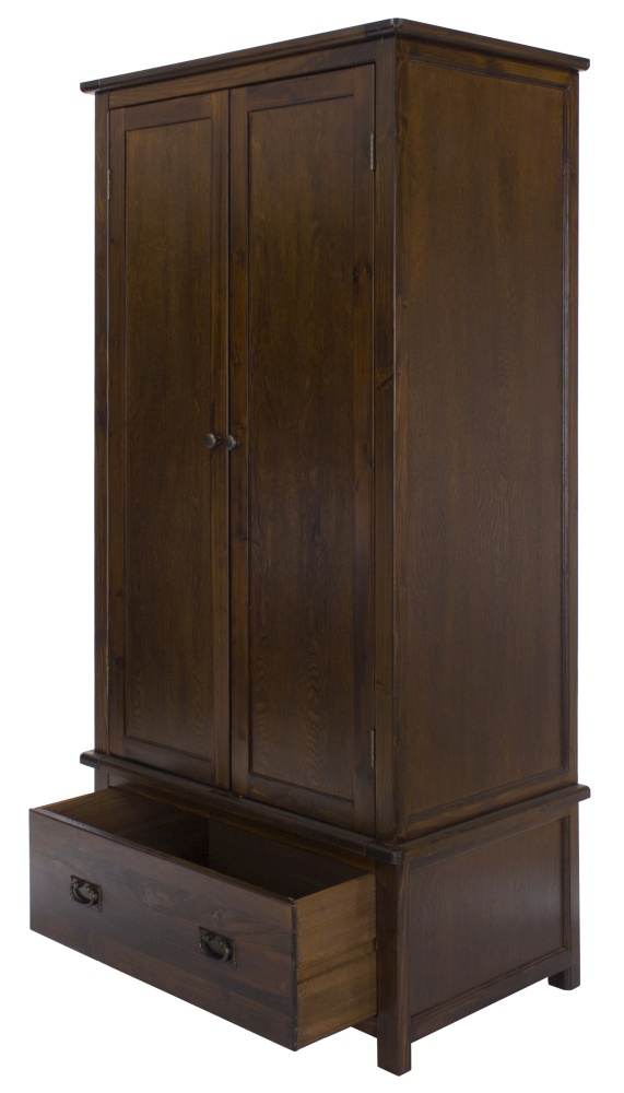 Boston Wardrobe - 2 Door - 1 Drawer - Dark Wood