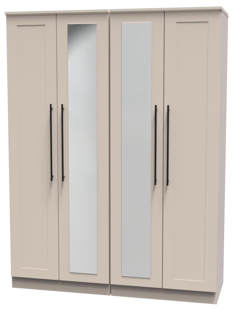 Beverley Wardrobe - 4 Door - Tall Mirror - Cashmere