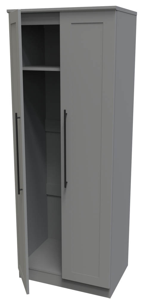 Beverley Wardrobe - 2 Door - Plain - Tall - Grey