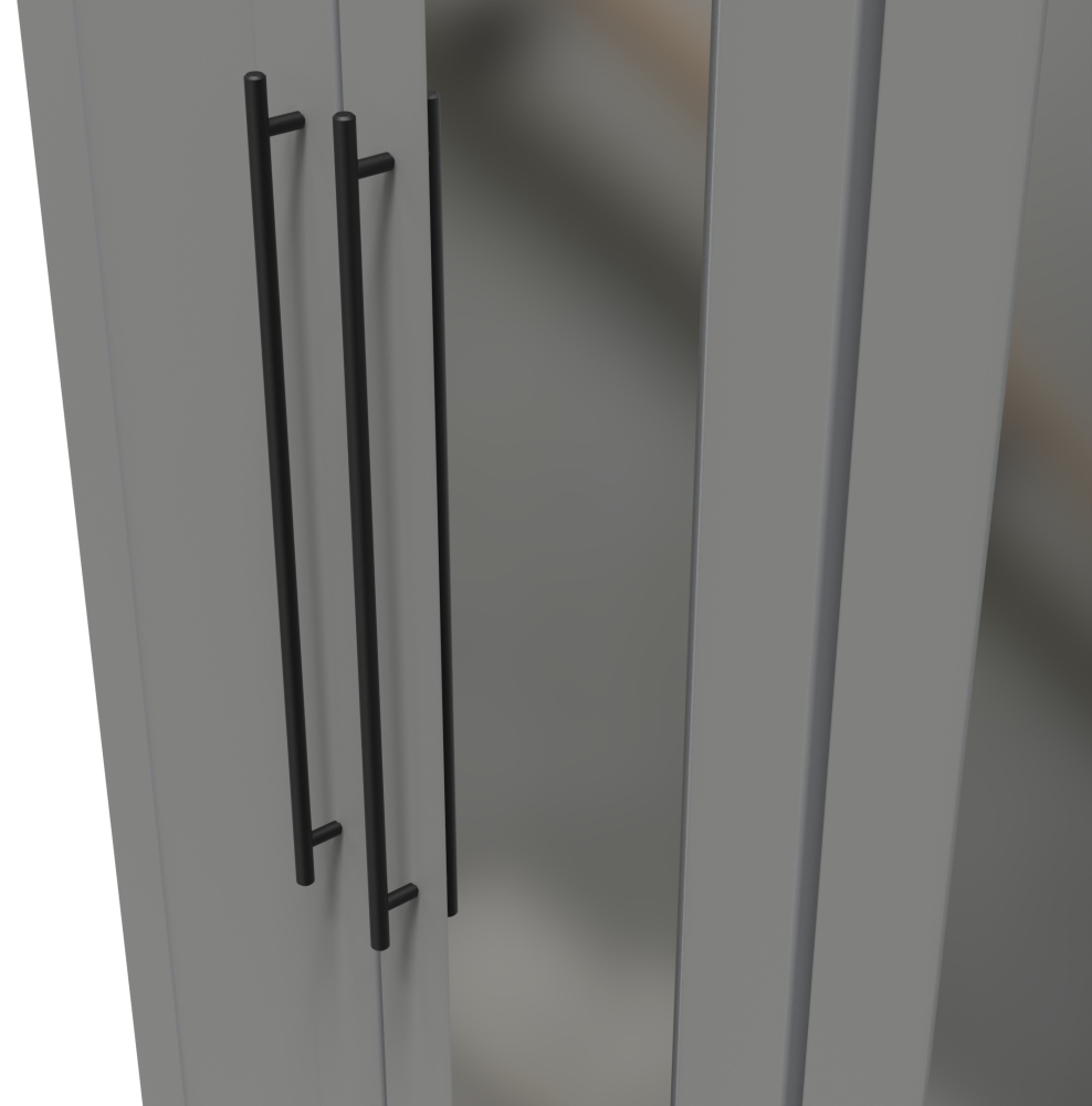 Beverley Wardrobe - 4 Door - Tall Mirror - Grey