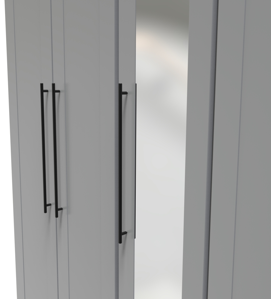 Beverley Wardrobe - 5 Door - Tall Mirror - Grey