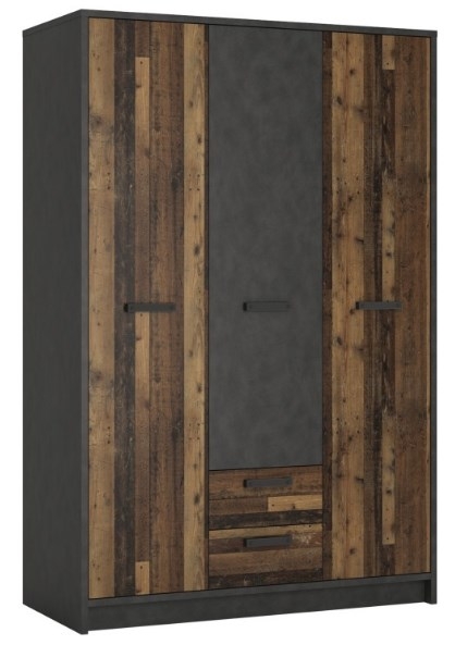 Brooklyn Rustic 3 Door 2 Drawer Wardrobe