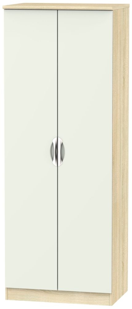 Camden Wardrobe - 2 Door Tall Hanging - High Gloss Cashmere and Bardolino