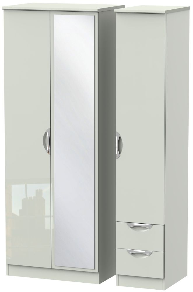 Camden Wardrobe - 3 Door - Tall Combi - with 1 Mirror - RHF 2 Drawers - Cashmere