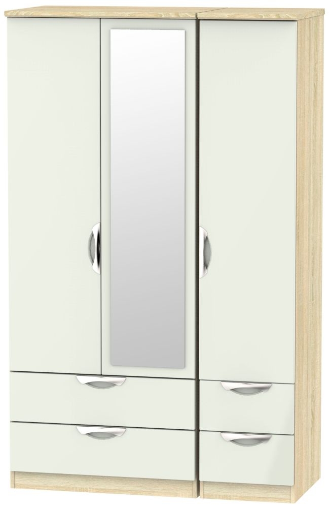 Camden Cashmere and Oak Effect 3 Door Combi Wardrobe - 1 Mirror
