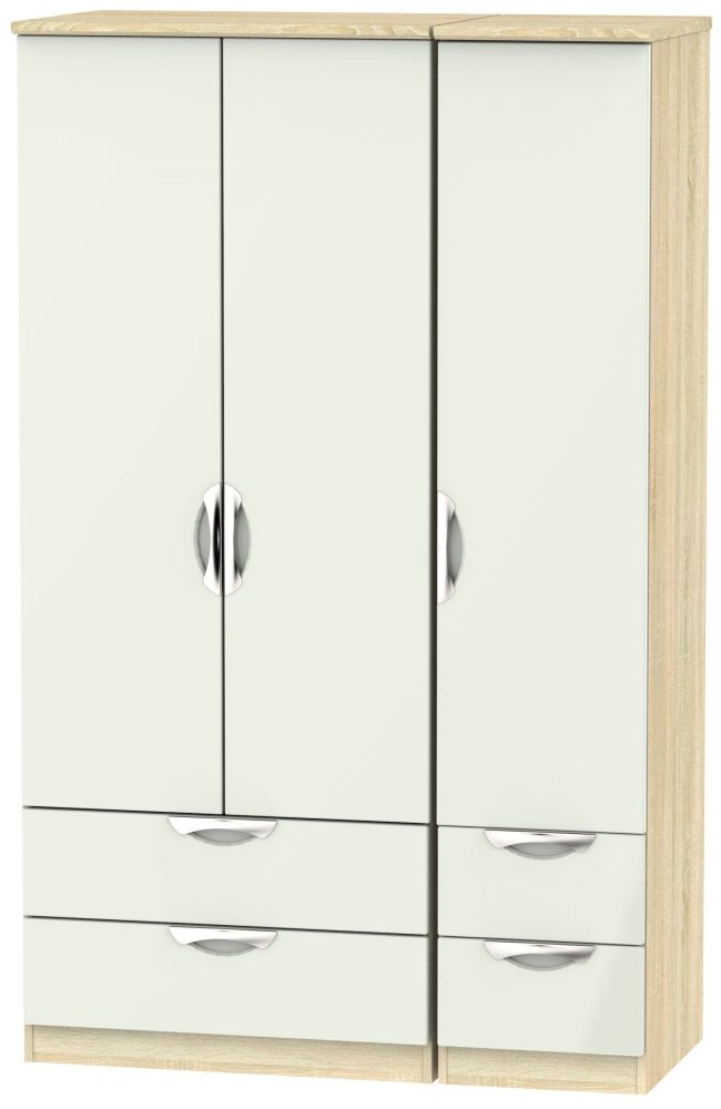 Camden Cashmere and Oak Effect 3 Door Triple Wardrobe - 4 Drawers