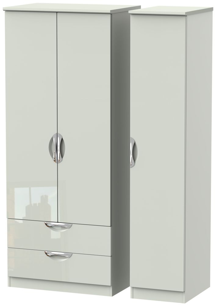 Camden Wardrobe - 3 Door - Triple - with LHF 2 Drawers - Gloss Cashmere