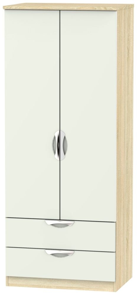 Camden Gloss Cashmere and Oak Effect 2 Door 2 Drawer Double Wardrobe