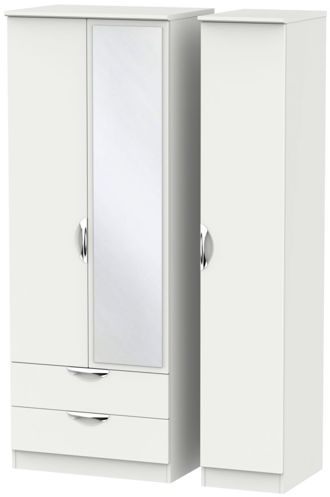 Camden Tall Combi Wardrobe - 3 Door - 1 Mirror - LHF 2 Drawers - Grey