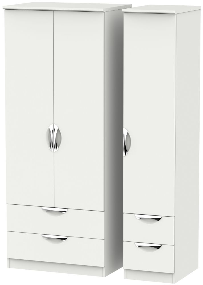 Camden Grey 3 Door Triple Wardrobe - 4 Drawers