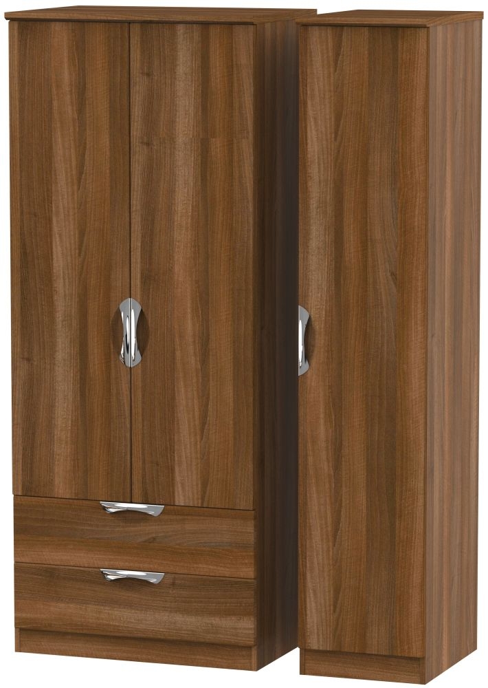 Camden Triple Wardrobe - 3 Door - LHF 2 Drawers - Walnut