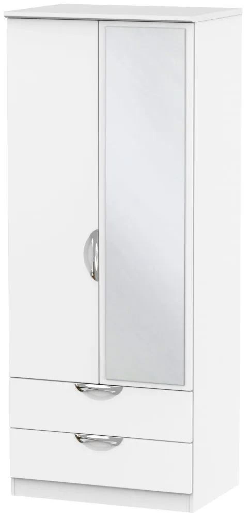Camden White Matt 2 Door Combi Wardrobe - 1 Mirror