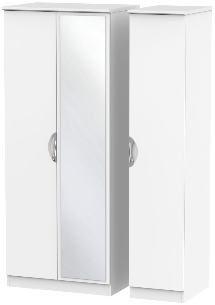 Camden Triple Wardrobe - 3 Door - 1 Mirror - White Matt