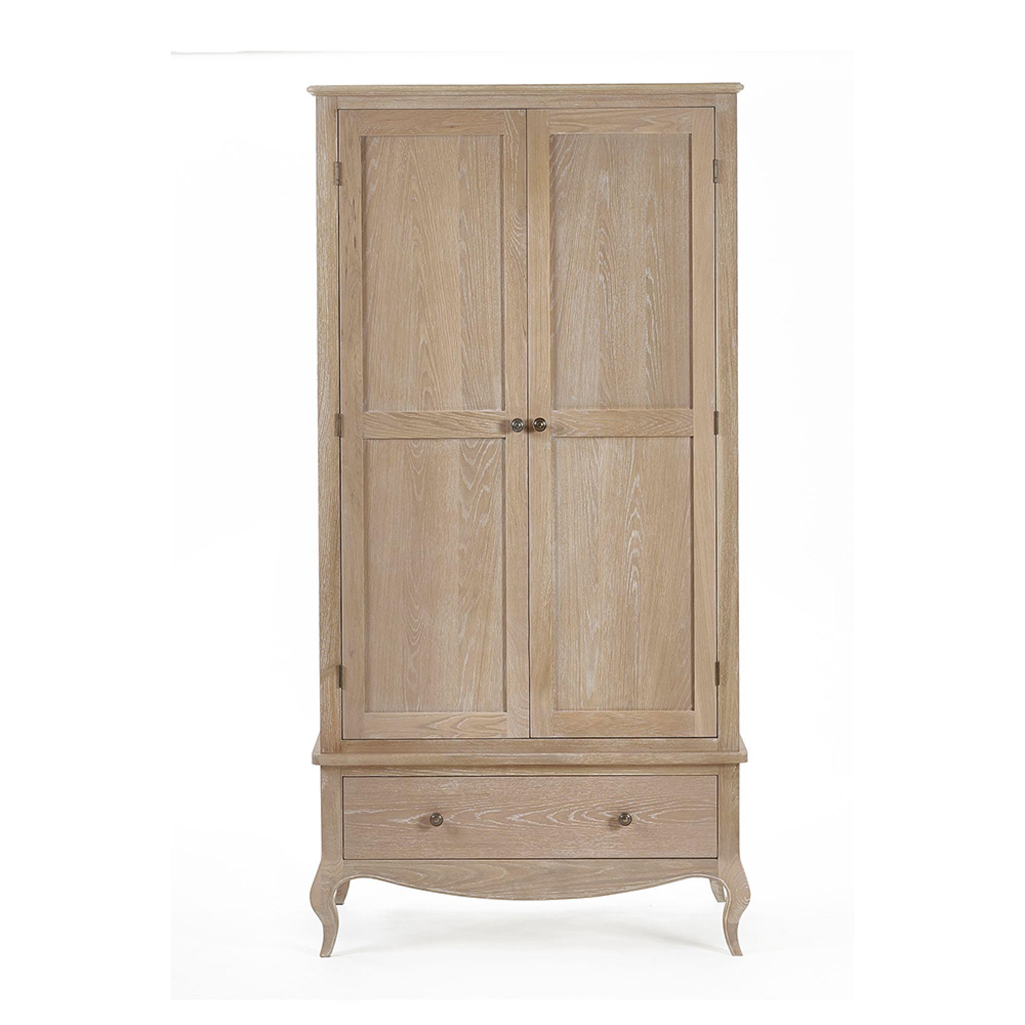 Camille Double Wardrobe - 2 Door - 1 Drawer - French Style - Oak