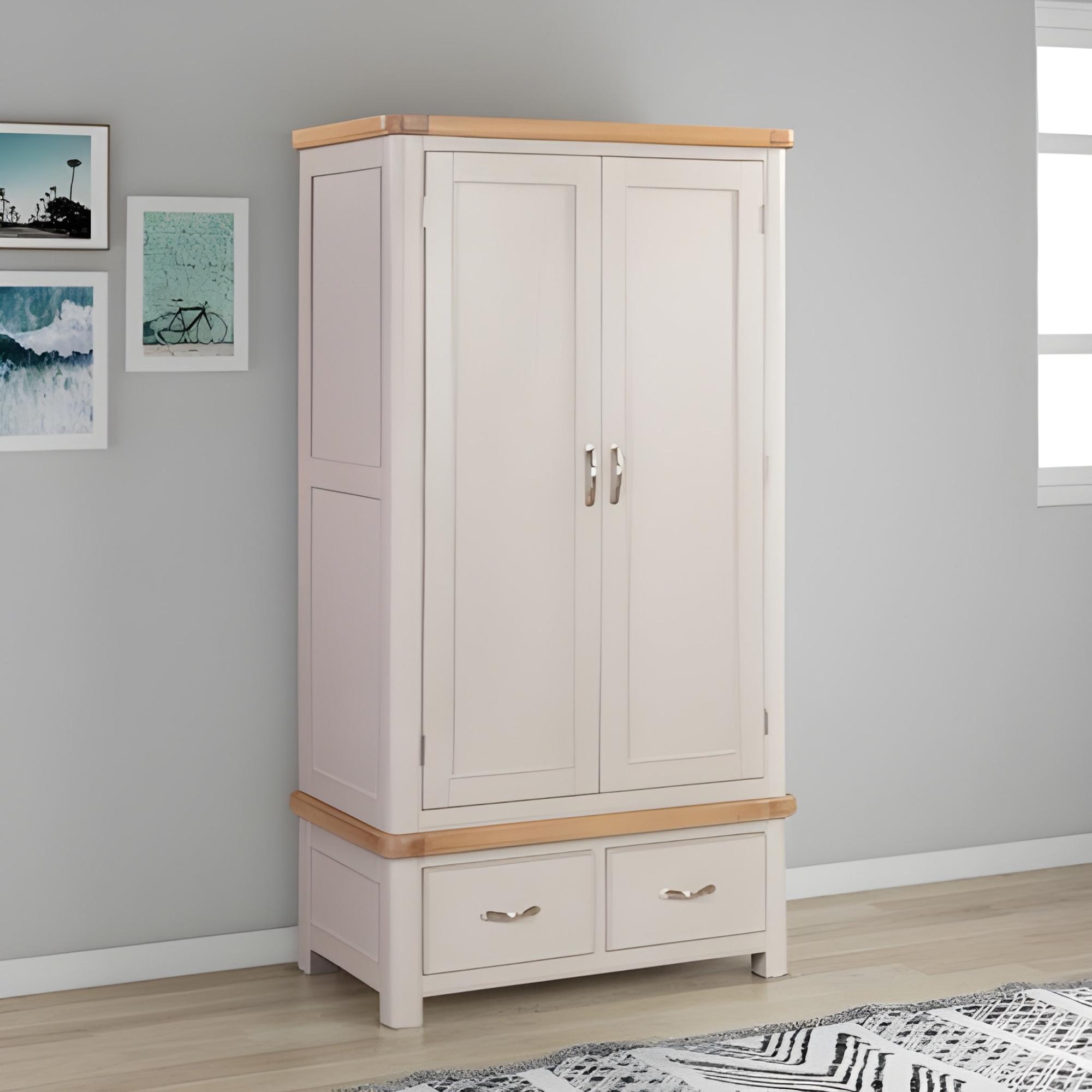 Clarion Wardrobe - 2 Door - Oak and Grey