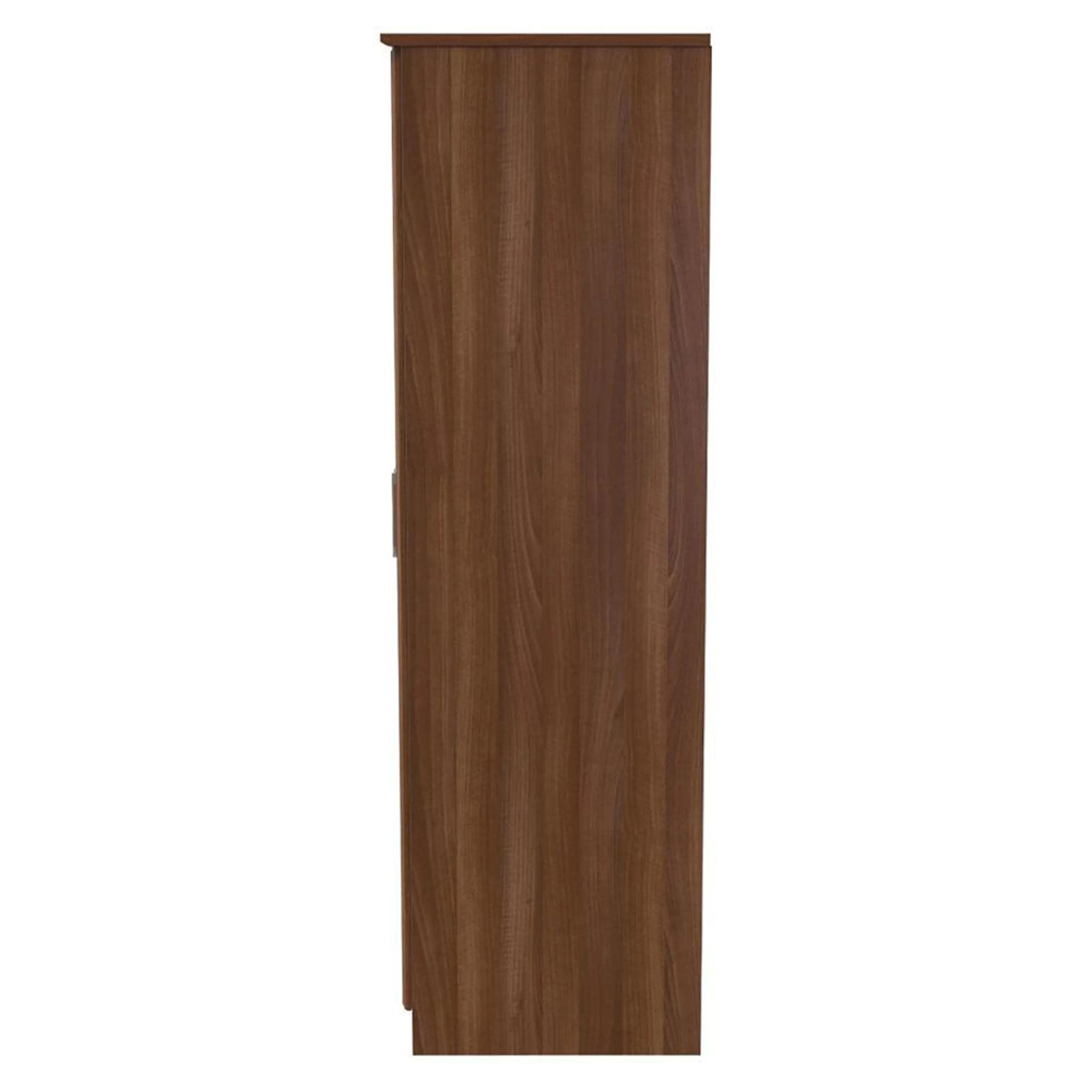 Clearance - Gina Walnut Effect 2 Door Plain Tall Wardrobe - FSS16432