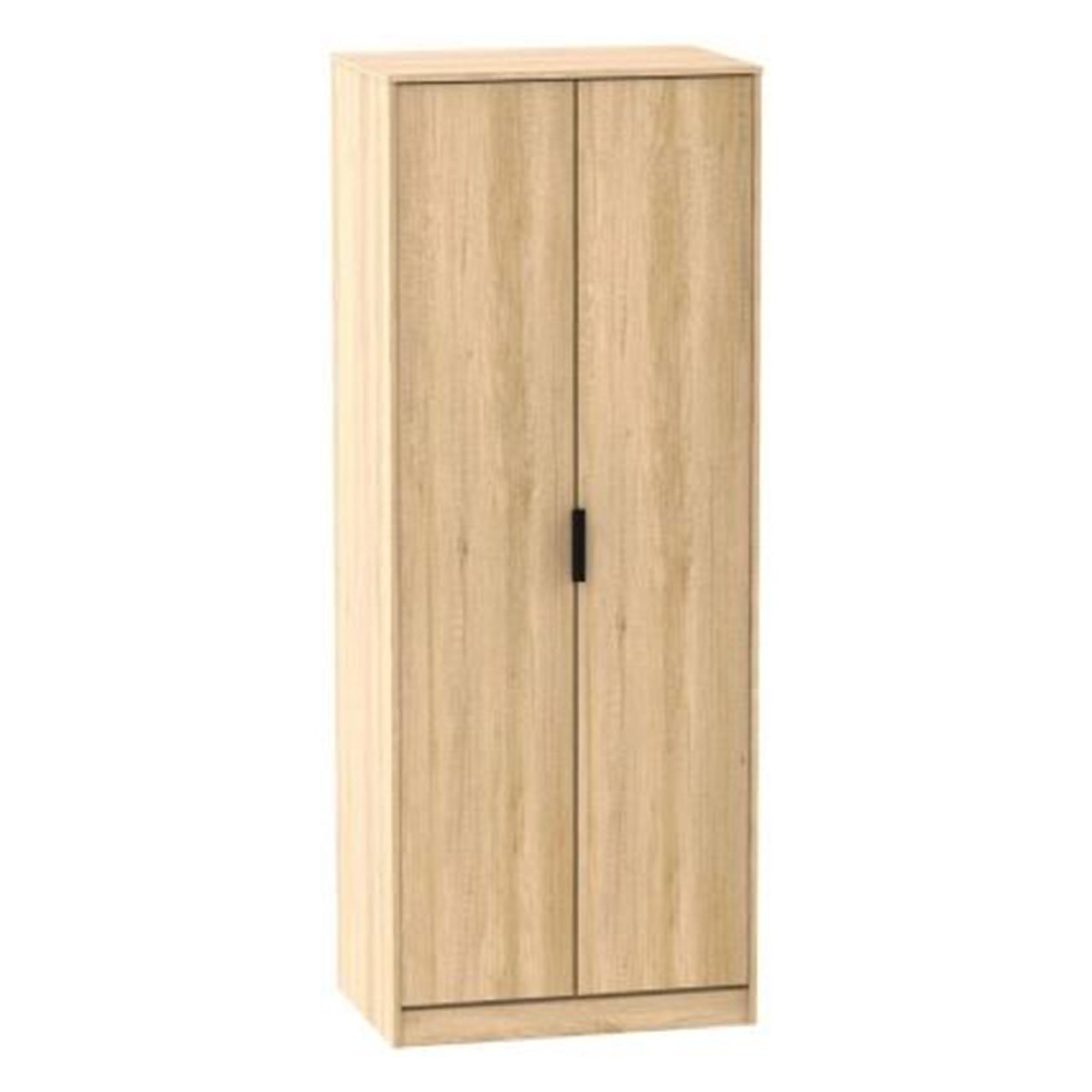 Clearance - Hong Kong Oak Effect 2 Door Plain Tall Wardrobe - FSS16053