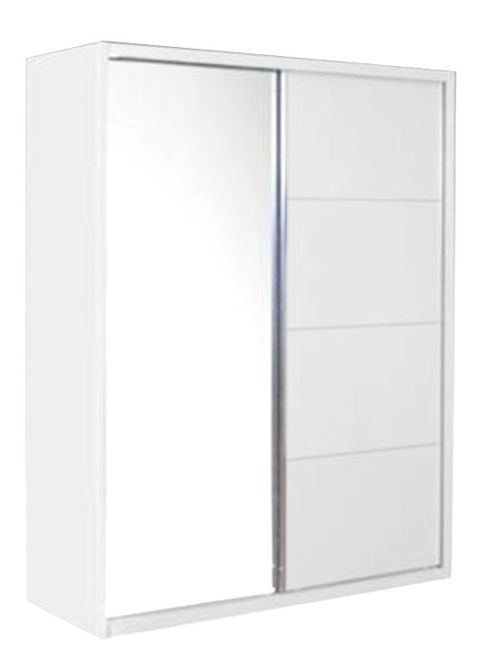 Clearance - Velour 2 Door White High Gloss and Mirror Sliding Wardrobe - FS801