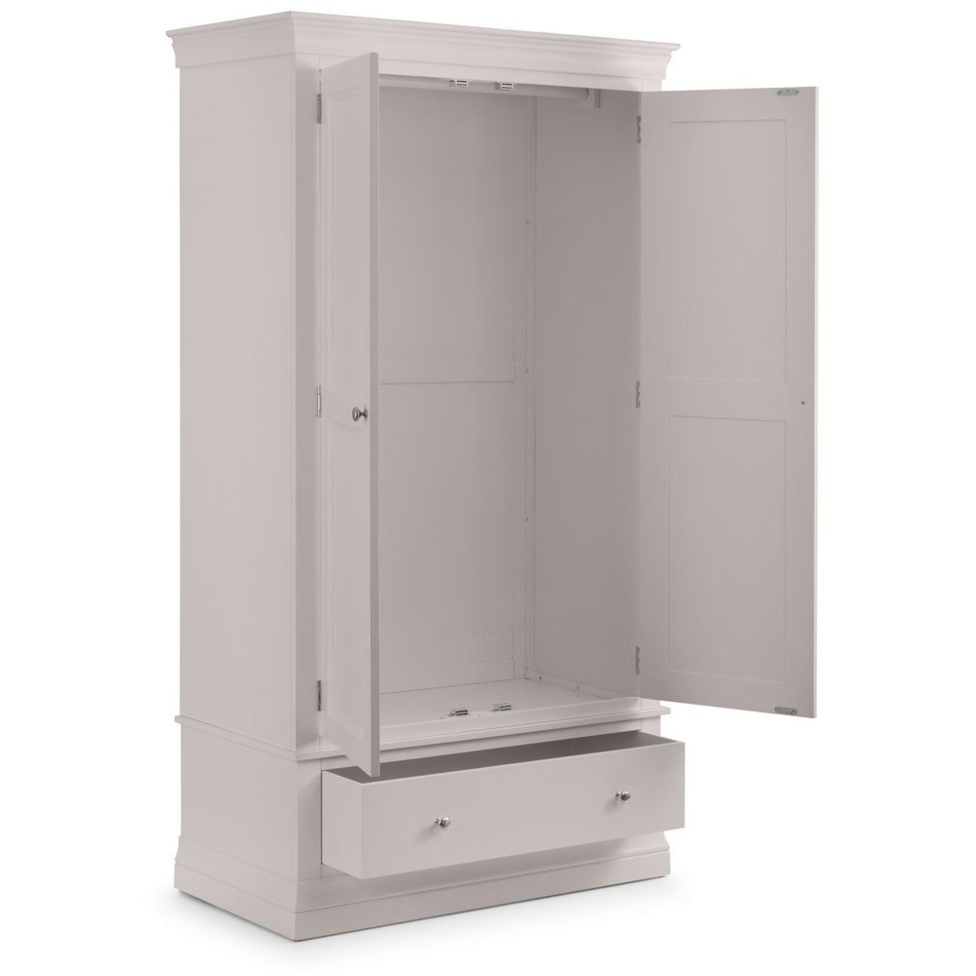 Clermont Double Wardrobe - 2 Door - 1 Drawer - Soft Grey