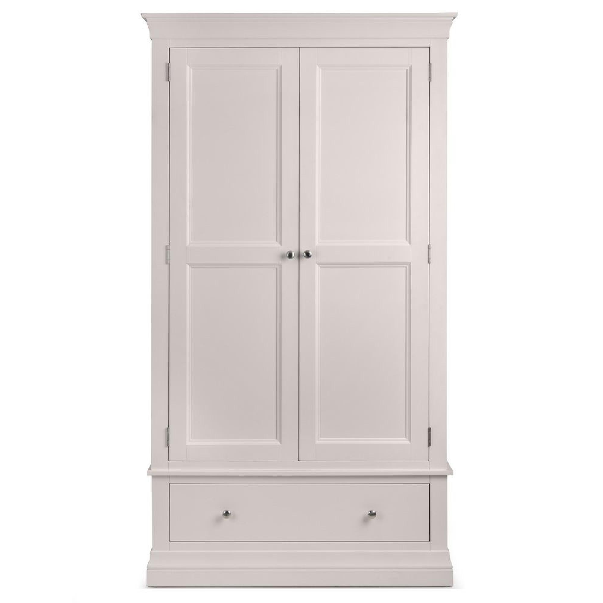 Clermont Double Wardrobe - 2 Door - 1 Drawer - Soft Grey