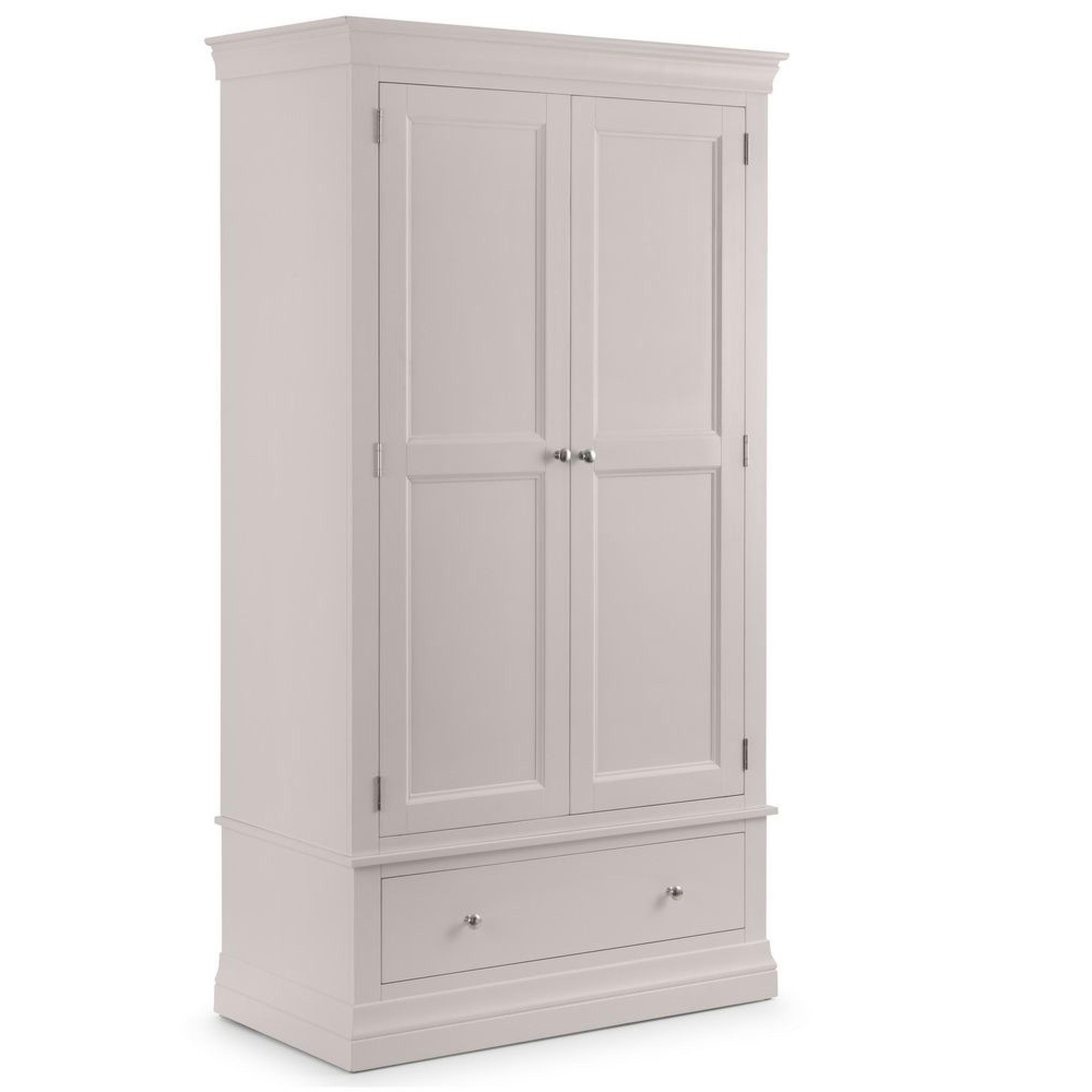 Clermont Double Wardrobe - 2 Door - 1 Drawer - Soft Grey