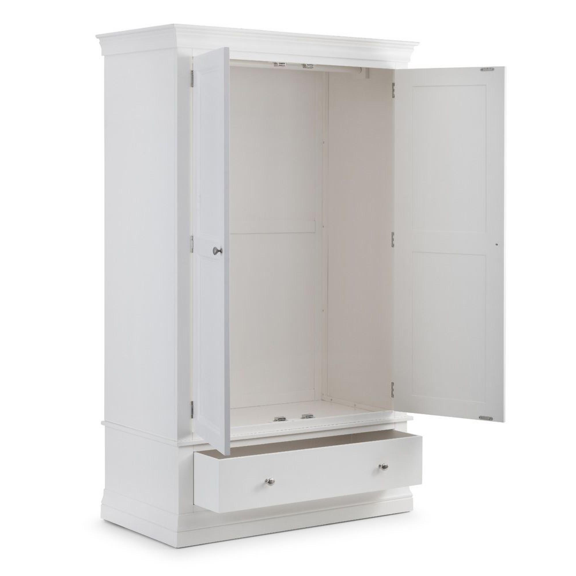 Clermont Double Wardrobe - 2 Door - 1 Drawer - White